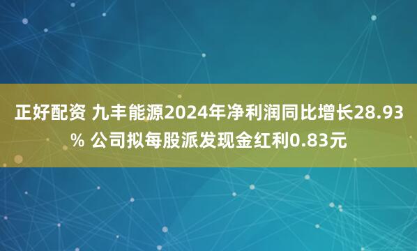 正好配资 九丰能源2024年净利润同比增长28.93% 公司拟每股派发现金红利0.83元